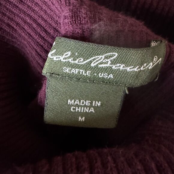 Eddie Bauer Rib Knit Turtleneck Sweater Top Shirt Pima Cotton Maroon M - Picture 4 of 5
